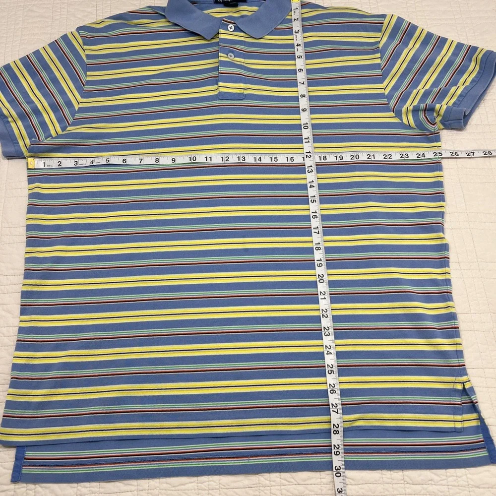 Polo Ralph Lauren Mens XL Pima Cotton Striped Polo Shirt Blue Yellow Multi Color